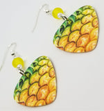 Pineapple Guitar Pick Earrings with Yellow Opal Swarovski Crystals
