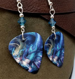 Beautiful Mermaid Guitar Pick Earrings with Ocean Blue Swarovski Crystals