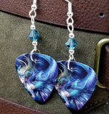 Beautiful Mermaid Guitar Pick Earrings with Ocean Blue Swarovski Crystals