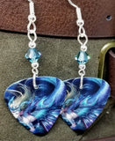 Beautiful Mermaid Guitar Pick Earrings with Ocean Blue Swarovski Crystals