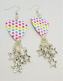 MultiColor Stars Guitar Pick Earrings with Star Charm Dangles