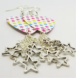 MultiColor Stars Guitar Pick Earrings with Star Charm Dangles