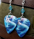 Anime Mermaid Guitar Pick Earrings with Light Turquoise Swarovski Crystals