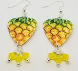Pineapple Guitar Pick Earrings with Yellow Opal Swarovski Crystal Dangles