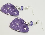 Purple Starry Guitar Pick Earrings with Purple Swarovski Crystals