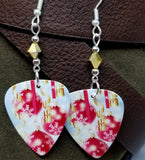 Christmas Bulbs and Snowflakes Guitar Pick with Gold Swarovski Crystals