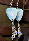 Snowflakes Light Blue Guitar Pick with Opal ABx2 Swarovski Crystal Dangles