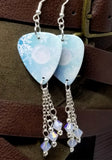 Snowflakes Light Blue Guitar Pick with Opal ABx2 Swarovski Crystal Dangles