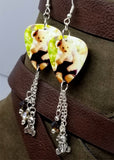 Teddy Bear Guitar Pick Earrings with Teddy Bear Charms and Swarovski Crystal Dangles