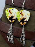 Teddy Bear Guitar Pick Earrings with Teddy Bear Charms and Swarovski Crystal Dangles