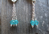 Turquoise Wings Guitar Pick Earrings with Turquoise Swarovski Crystal Dangles