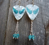 Turquoise Wings Guitar Pick Earrings with Turquoise Swarovski Crystal Dangles