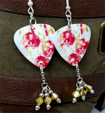 Christmas Bulbs and Snowflakes Guitar Pick with Gold Swarovski Crystal Dangles