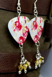 Christmas Bulbs and Snowflakes Guitar Pick with Gold Swarovski Crystal Dangles