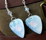 Snowflakes Light Blue Guitar Pick with Clear AB Swarovski Crystals