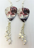 Snowman Christmas and Winter Scene Guitar Pick with ABx2 Swarovski Crystal Dangles