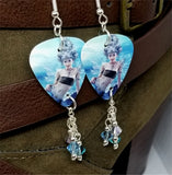 Mermaid with Black Top Guitar Pick Earrings with Swarovski Crystal Dangles