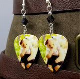 Teddy Bear Guitar Pick Earrings with Brown Swarovski Crystals