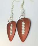 Football Guitar Pick Earrings with White Swarovski Crystals