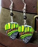 Tree Lined Road Guitar Pick Earrings with Brown Swarovski Crystals