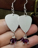 Concentric Black Line Circles Guitar Pick with Purple Swarovski Crystal Dangles