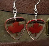 CLEARANCE Canadian Flag Transparent Guitar Pick Earrings