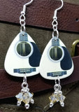Acoustic Guitar Pick Earrings with Tan Swarovski Crystal Dangles