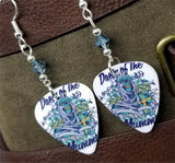 Dawn of the Mummy Guitar Pick Earrings with Blue Swarovski Crystals