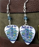 Dawn of the Mummy Guitar Pick Earrings with Blue Swarovski Crystals