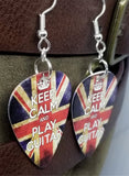 Keep Calm and Play Guitar British Flag Guitar Pick Earrings