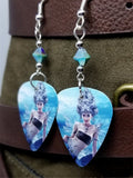 Mermaid with Black Top Guitar Pick Earrings with Opaque Turquoise AB Swarovski Crystals