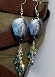 Mermaid Sitting Out of Water Guitar Pick Earrings with Cascading Swarovski Crystal Dangles