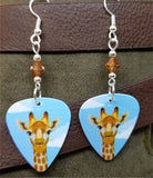 Giraffe Guitar Pick Earrings with Copper Swarovski Crystals