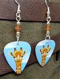 Giraffe Guitar Pick Earrings with Copper Swarovski Crystals