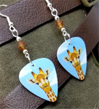 Giraffe Guitar Pick Earrings with Copper Swarovski Crystals