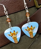 Giraffe Guitar Pick Earrings with Copper Swarovski Crystals