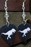 Tyrannosaurus Rex Guitar Pick Earrings with Clear Swarovski Crystals