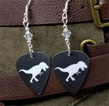 Tyrannosaurus Rex Guitar Pick Earrings with Clear Swarovski Crystals