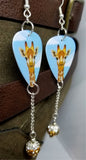 Giraffe Guitar Pick Earrings with Brown Ombre Pave Bead Dangles