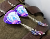 Purple, Pink and Blue Unicorn Guitar Pick Earrings with Swarovski Crystal Dangles