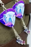 Purple, Pink and Blue Unicorn Guitar Pick Earrings with Swarovski Crystal Dangles