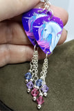 Purple, Pink and Blue Unicorn Guitar Pick Earrings with Swarovski Crystal Dangles