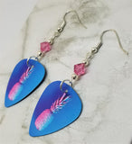 Blue and Pink Pineapple Guitar Pick Earrings with Pink Swarovski Crystals