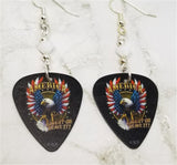 CLEARANCE America Love It Or Leave It Eagle With Flag Wings Guitar Pick Earrings with White Swarovski Crystals