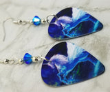 Winged Unicorn Guitar Pick Earrings with Blue ABx2 Swarovski Crystals