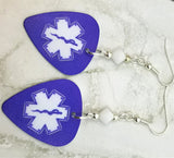 Diabetes Alert Guitar Pick Earrings with White Swarovski Crystals