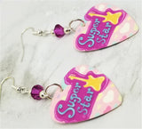 Super Star Guitar Pick Earrings with Fuchsia Swarovski Crystal Dangles