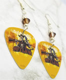 Outlaw Skeleton Guitar Pick Earrings with Brown Swarovski Crystals