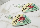 Hot Coffee The Best Drink of All Guitar Pick Earrings with Chrysolite Opal Swarovski Crystals