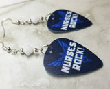 Nurses Rock Guitar Pick Earrings with White Alabaster Swarovski Crystals
